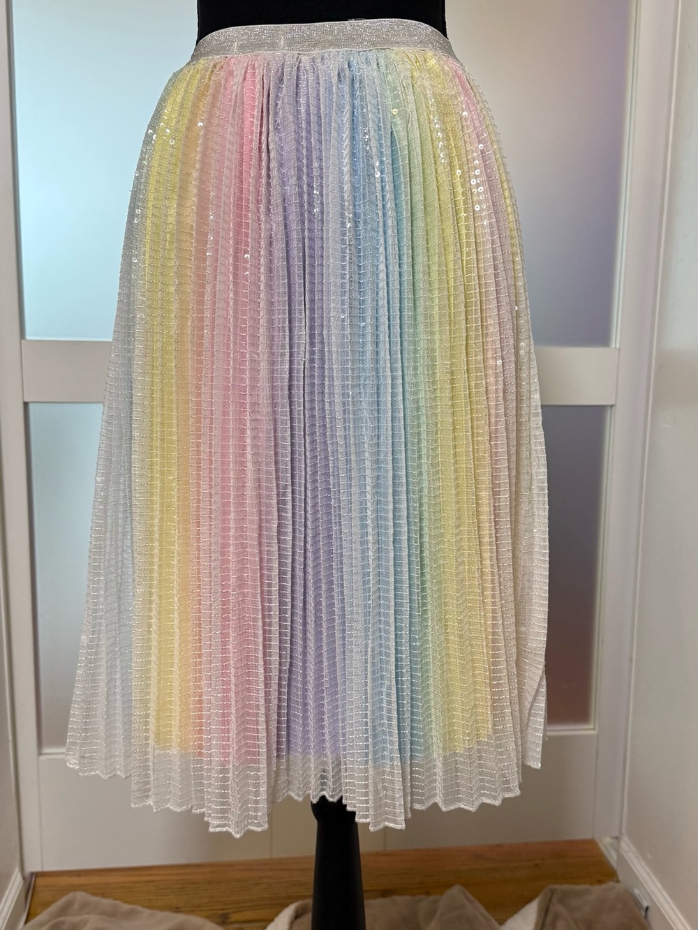 Epic Threads Fairy, Pastel Rainbow Sequin Tulle Skirt, Size Medium.